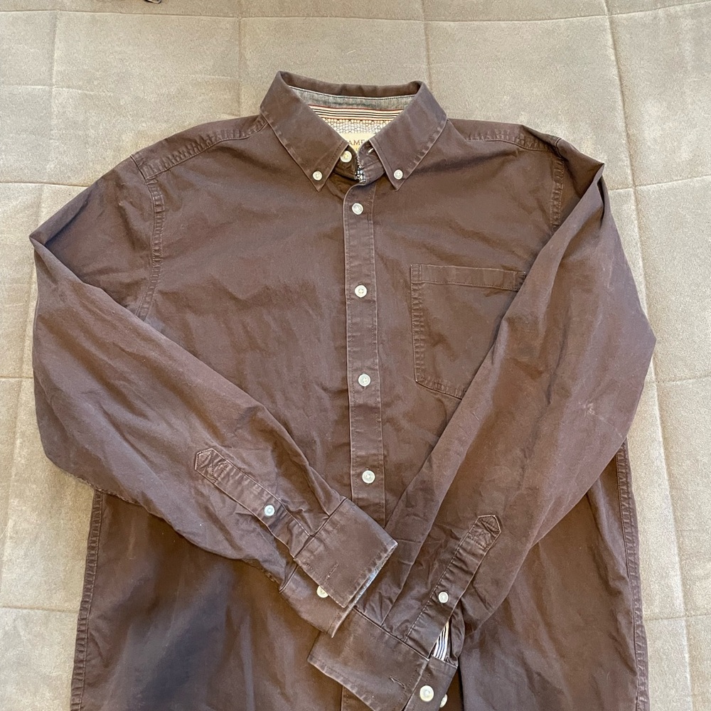 Men's Brown Button-Down Shirt